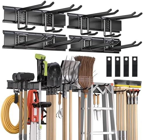 Heavy Duty Garden Tool Organizer Metal Wall Mount, 64 inches