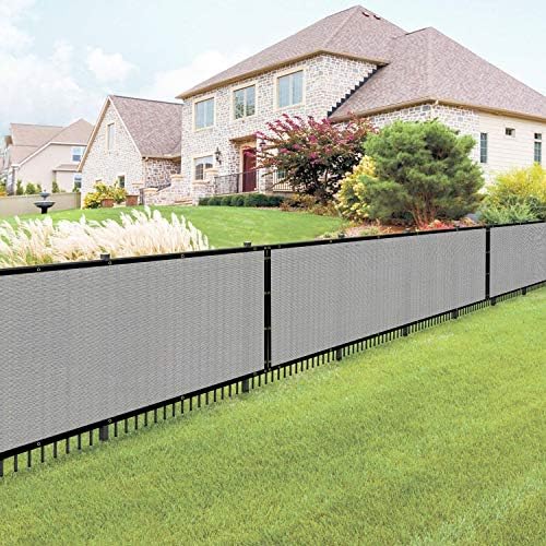 E&K Sunrise 6' x 161' Privacy Fence Screen with Grommets, Outdoor Windscreen Fence Covering Privacy Screen UV Blockage for Backyard Garden Patio, Zip Ties Included (Gray)
