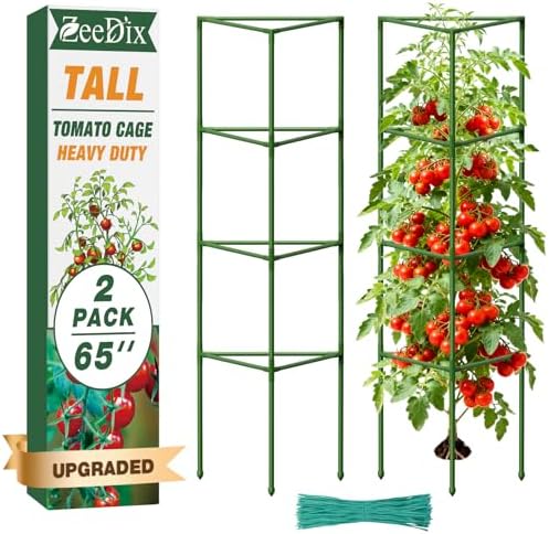 65 Inch Heavy Duty Tall Tomato Cages for Garden 2 Pack