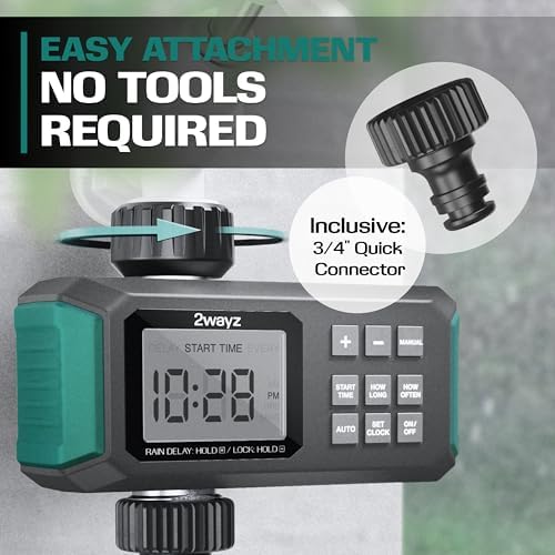 Water Timer for Hose - Automatic Sprinkler Timer with Heavy Duty Threads - 3/4-Inch Inlet and Outlet Swivel Connection - Water Timer for Garden Hose with Rain Delay Options - Green