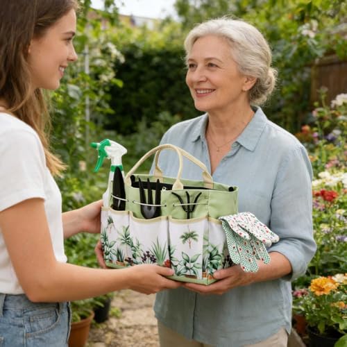 9 Pcs Garden Kneeler and Seat with Gardening Tools and Pouch Heavy Duty Gardening Stools for Seniors Foldable Garden Stool Gifts for Women Mom Employees Yard Outdoor Work Gift