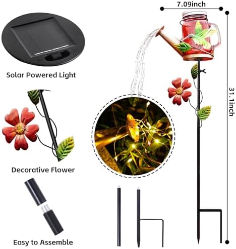 Solar Watering Can Light, Hummingbird Outdoor Decor Lights