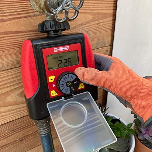 Chapin 41003 Dual Zone Water Timer with Water Resistant Construction, Numerous Options for Frequency of Watering/Duration of Watering Settings and up to 116 PSI, Red/Black