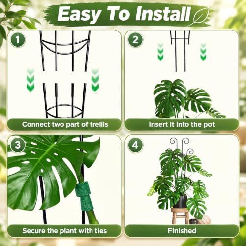 Coomin 32.6in Monstera Plant Support Trellis With One Butterfly, 4P