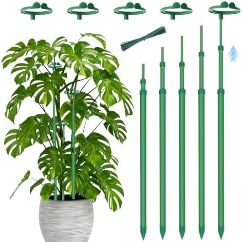 Telescoping Plant Stakes, 5Pcs 17.9IN to 42.3IN Adjustable Monstera Support