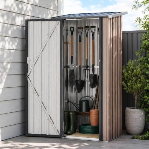 Aoxun 3x2 FT Outdoor Storage Shed, Shed with Sloping Roof, Brown
