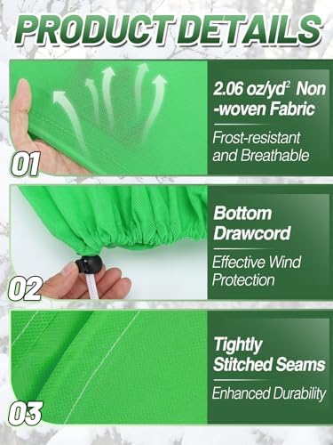 12Pcs 39.3x39.3" 70GSM Thick Plant Covers Freeze Protection for Shrub