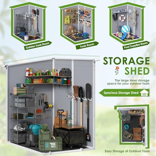 JUMMICO Outdoor Storage Shed, 5 x 4 FT Resin Shed with Floor