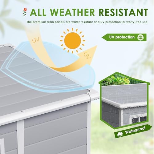JUMMICO Outdoor Storage Shed, 5 x 4 FT Resin Shed with Floor