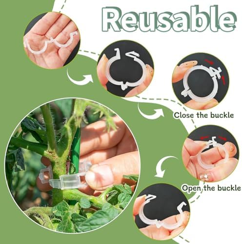 100pcs Plant Support Clips, Plastic Clips for Climbing Plants (150, White)