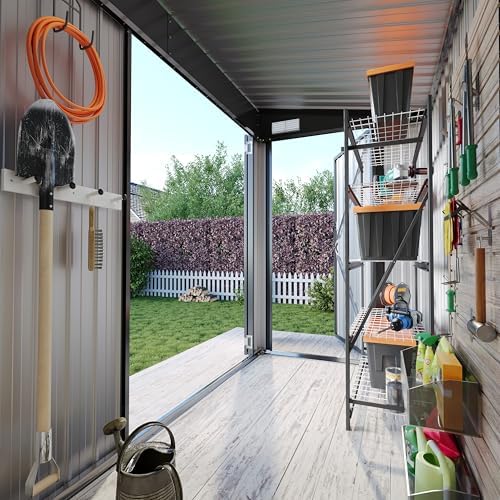 Aoxun 4'x8' Shed Outdoor Storage Shed with Triple Lockable Door