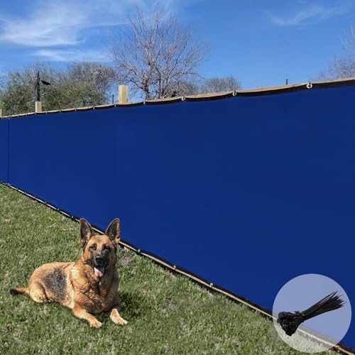 E&K Sunrise 6' x 29' Privacy Fence Screen with Grommets, Outdoor Windscreen Fence Covering Privacy Screen UV Blockage for Backyard Garden Patio, Zip Ties Included (Blue)