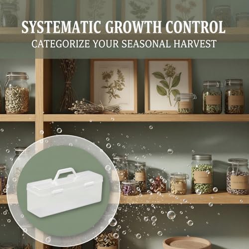 Seed Storage Organizer Box, Clear Plastic with Handle, 200 Seed Envelopes, 50 Fruit Vegetable Stickers, Portable Container for Plant Flower Vegetable Garden Lovers Gift