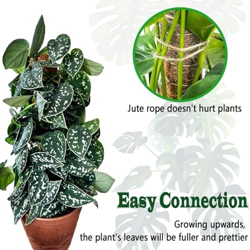 4 Pack 18 Inch Moss Pole, Stackable Moss Poles for Climbing Plants Monstera, Tall Plant Sticks Accessories, Large Coir Plant Support Stakes for Potted Plants Indoor, Pothos, Philodendron