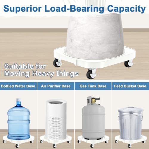 2 Pack 11'' Heavy Duty Rolling Plant Caddy with Wheels, White