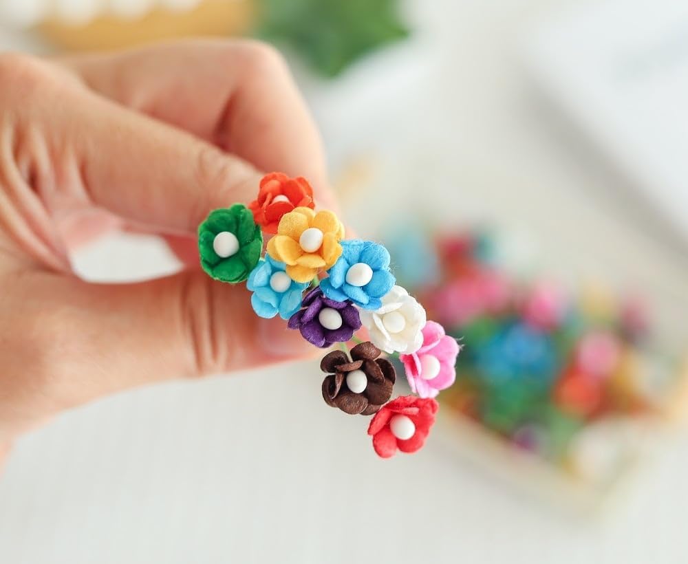 100 pcs Mini Flowers Mulberry Paper Flowers 13-15 mm Scrapbook Craft Card DIY Craft Using for Crafts, Bouquets, Scrapbooks, Decorations, Greeting Cards Artificial Flowers (Mixed 10 Colors)