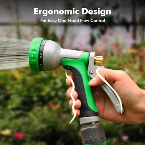 RESTMO Garden Hose Nozzle Heavy Duty, Rear Trigger Water Sprayer, Green