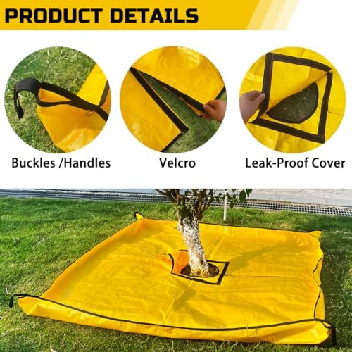 Leaf Tarp for Collecting Leaves - 6.5x6.5ft Landscape Garden Tree Pruning Tarp with Webbing Handles, Corner Buckles for Easy Leaf Collection Fruit Catcher for Trees