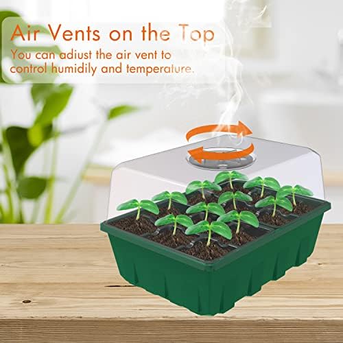 Gardzen 10 Pack Seed Starter Trays with Dome and Green Base 120 Cell