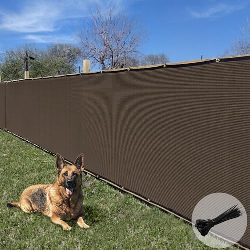 E&K Sunrise 6' x 178' Privacy Fence Screen with Grommets, Outdoor Windscreen Fence Covering Privacy Screen UV Blockage for Backyard Garden Patio, Zip Ties Included (Brown)