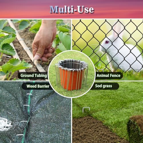 120 Pack Landscape Staples 10 Inch, 11 Gauge Heavy Duty Galvanized Sod Staples for Artificial Turf, Erosion Control, Weed Barrier Fabric, Ground Cover and Landscaping