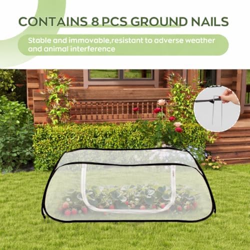 2 Pack Pop Up Raised Garden Bed Covers, 45x22x18 Inch Mesh with Zipper Door