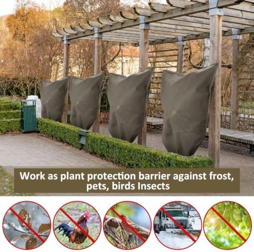6 Pack Winter Plant Covers Freeze Protection, Brown