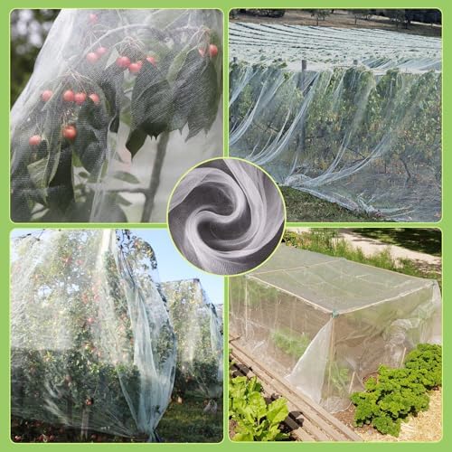Garden Netting, 10 x 33 Ft Garden Mesh Netting for Plants Vegetable Fruit, Insect Mesh Garden Netting with 100 Cable Ties, Anti Bird Insect Net for Protection Vegetables