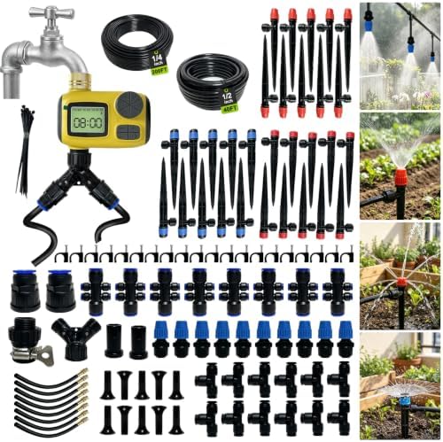 240FT Drip Irrigation System Kit with Timer for Garden