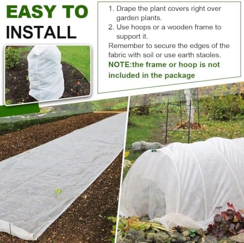2Pcs Floating Row Cover for Garden Plants 6.5 × 16.4 FT, 1.2oz Frost Protection Blanket for Cold Nights, Breathable Plant Cover for Spring Frost, Seedlings, Vegetables & Raised Beds (White, 2x5-2Pcs)