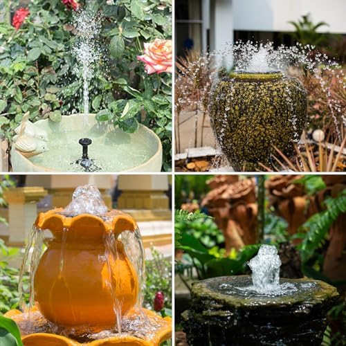 AISITIN 2.5W DIY Solar Fountain Pump with 6 Nozzles & 4ft Flexible Hose