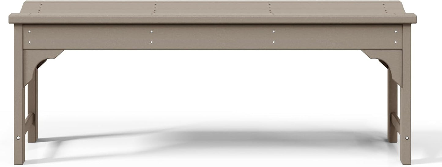 WestinTrends Malibu Outdoor Bench, All Weather Resistant Poly Lumber Backless Patio Garden Bench, Adirondack Curved Bench Seat for Comfort, Weatherwood