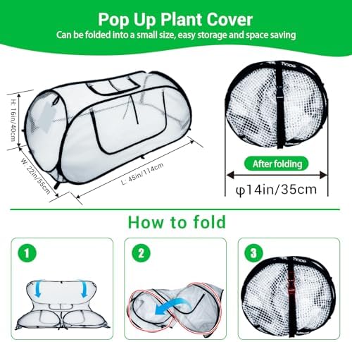 2-Pack Raised Bed Garden Cover – Frost Protection, Pop-Up Greenhouse with Storage Bag, Heavy-Duty PVC & Mesh, Easy Setup, for Vegetables, Fruits & Flowers, 45"×22"×16"