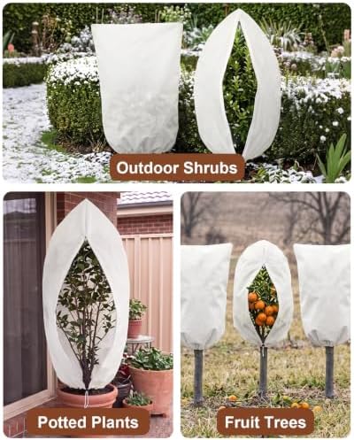 Plant Covers Freeze Protection, Non-Woven with Zip&Drawstring