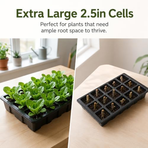 Gardzen 5 Pack Seed Starter Trays with Vented Domes 75 Cell Black
