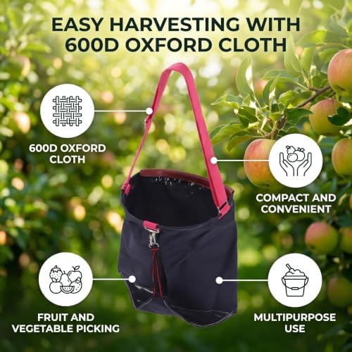 VBESTLIFE Fruit Picking Bag, 600D Oxford Cloth Harvest Apron for Orchard