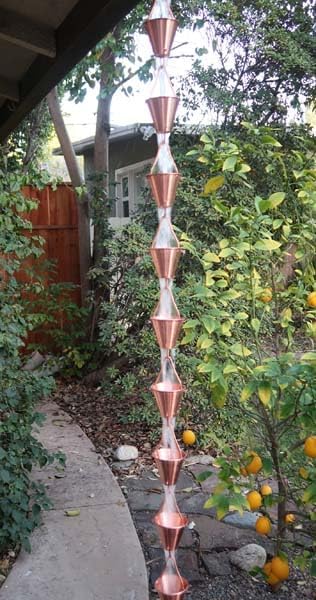 Nutshell Stores Steel Cups Rain Chain - Copper Plated - 12 Feet