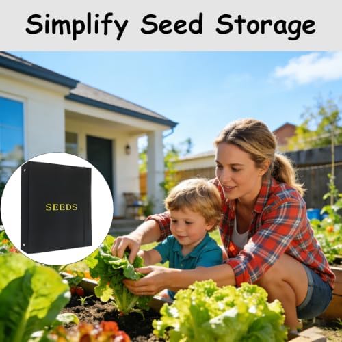 Seed Storage Organizer Binder,3 Ring Seed Packet Organizer with 100 Pockets