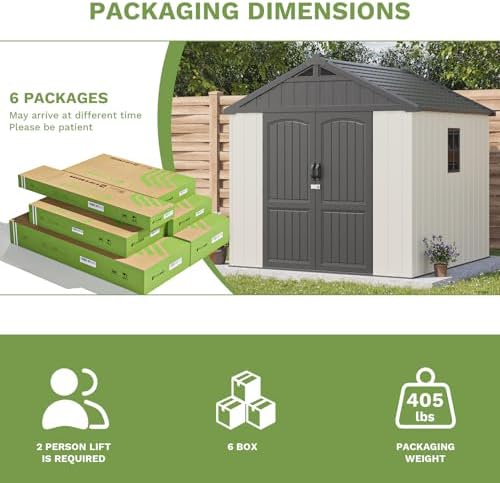 Patiowell 8x8 FT Resin Outdoor Storage Shed with Floor, Beige