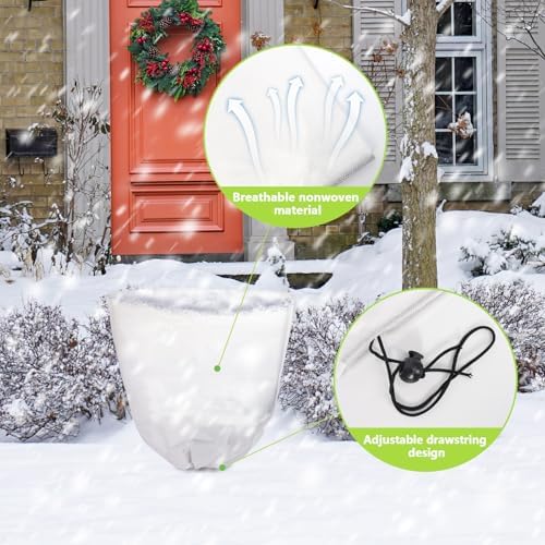 4 Pcs 39 x 39 in Winter Plant Covers Freeze Protection with Drawstring