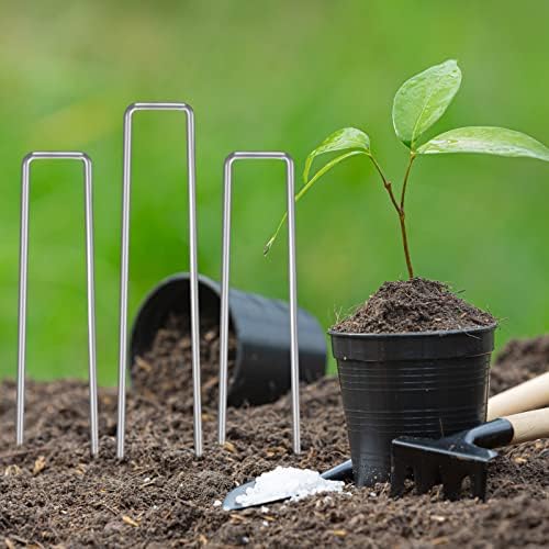 HongWay 300 Pack Landscape Staples, 6 Inch Garden Stakes Galvanized Steel