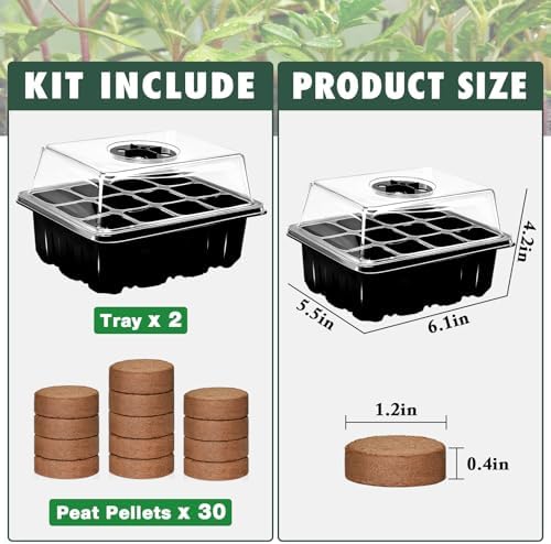 2 Set Seed Starter Tray Kits with 30 Pack Coco Coir Pellets
