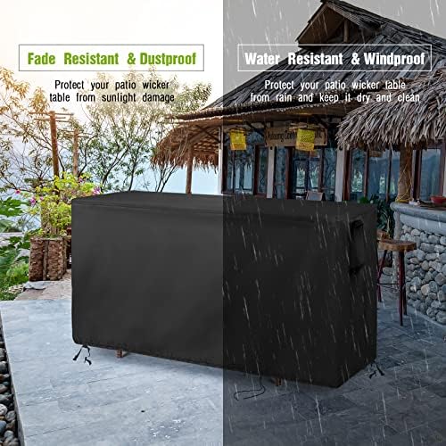 55 Inch Outdoor Bar Table Cover Rectangle for Patio Rattan Wicker Bar