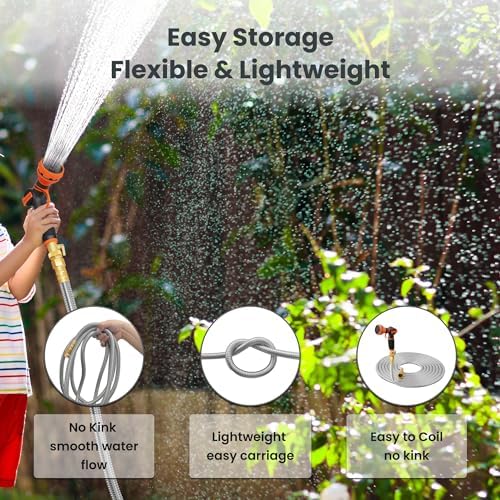 Giraffe Tools Garden Hose 100ft x 5/8", 304 Stainless Steel Metal Water Hose