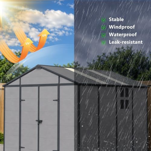 Bezseller 8x10 FT Resin Storage Shed with Floor, Dark Grey