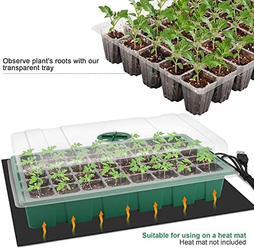 MIXC 5 Pack Seed Starter Tray, 200Cell Mini Propagator Greenhouse Grow Kit