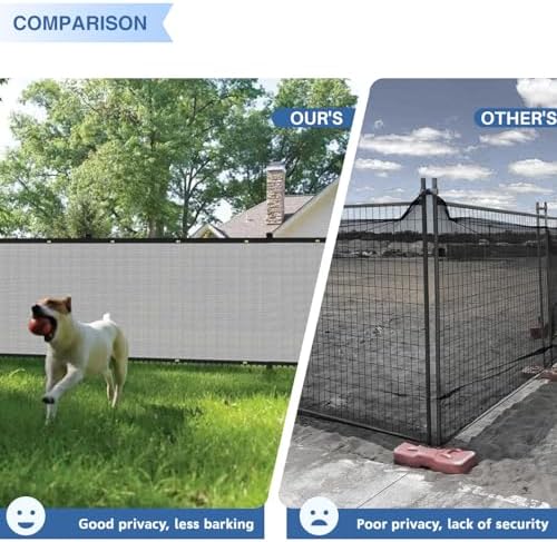 E&K Sunrise 6' x 143' Privacy Fence Screen with Grommets, Outdoor Windscreen Fence Covering Privacy Screen UV Blockage for Backyard Garden Patio, Zip Ties Included (Gray)