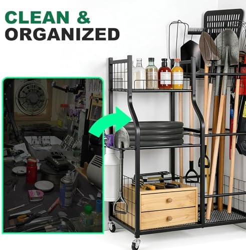 Garden Tool Organizer Stand, Heavy Duty Garden Tool Storage Rack
