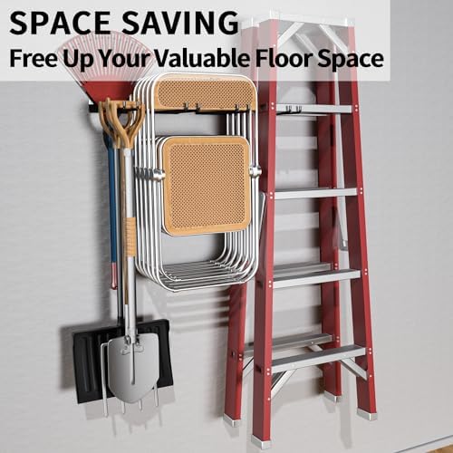 Folding Chair Storage Rack, Garden Tool & Foldable Chairs Organizer Hangers for Garage Organization, Lawn, Beach, Camping, Yard Chairs Hooks Wall Mount, Soild Metal Max Load 240 LBS - 2 Pack