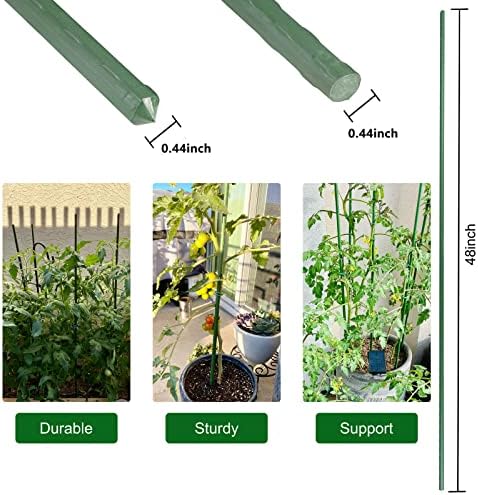 Garden Stakes, 48 Inch 4Ft Steel Plant Tomato Stakes, 25 Pack